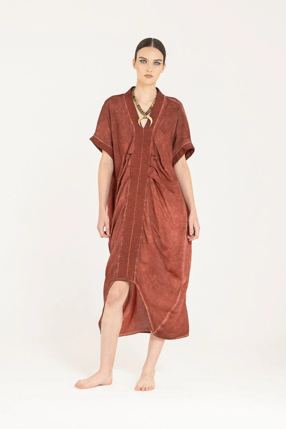 Sanctamuerte Dress worn by model in natural setting LUXAMORE 