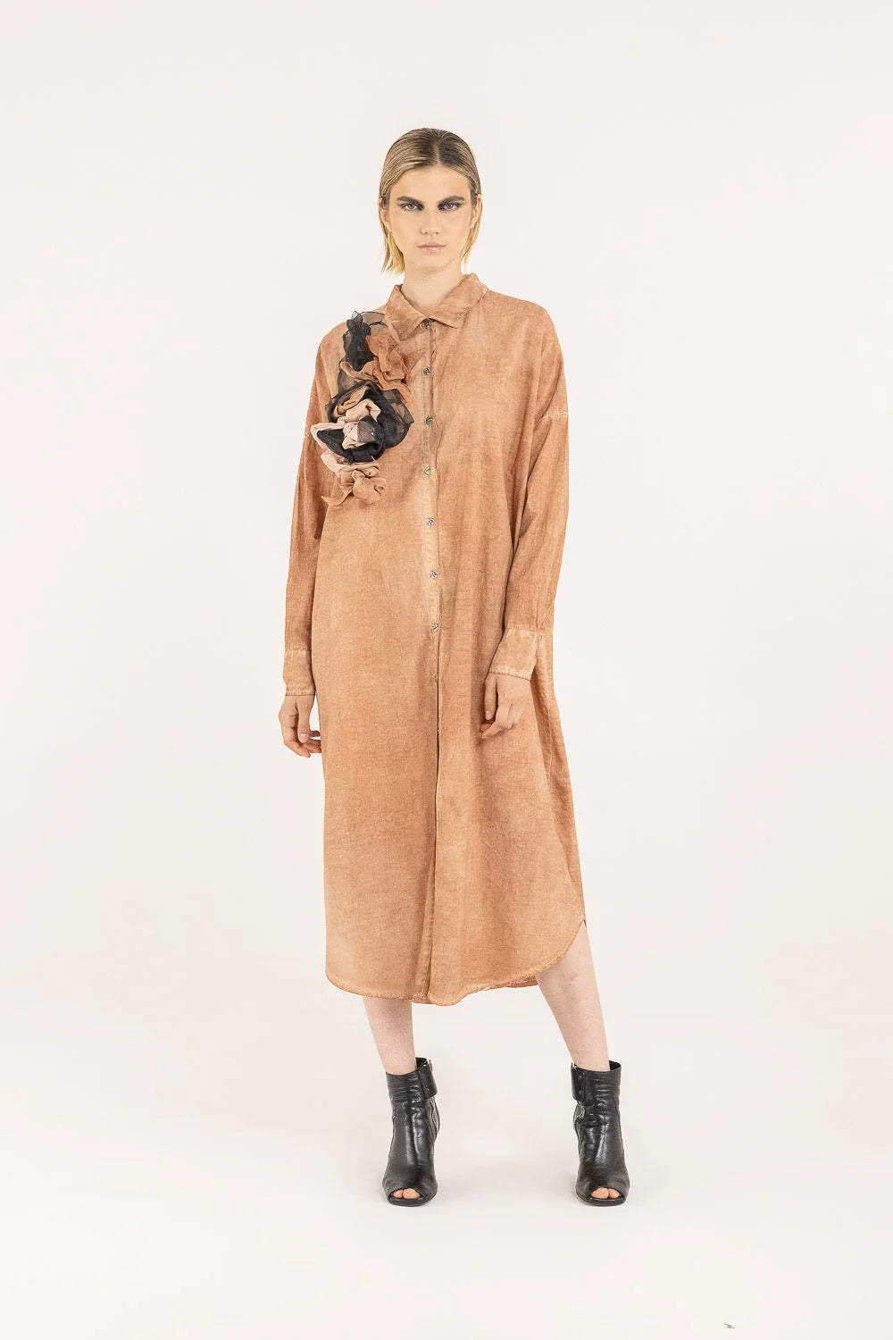Sanctamuerte Long Shirt Dress Starfish Orange LUXAMORE  