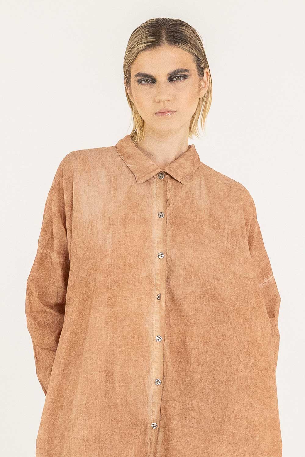 Sanctamuerte Long Shirt Dress Starfish Orange Sustainable LUXAMORE