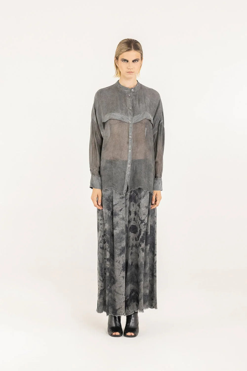 Sanctamuerte Dress worn by model in natural setting LUXAMORE 