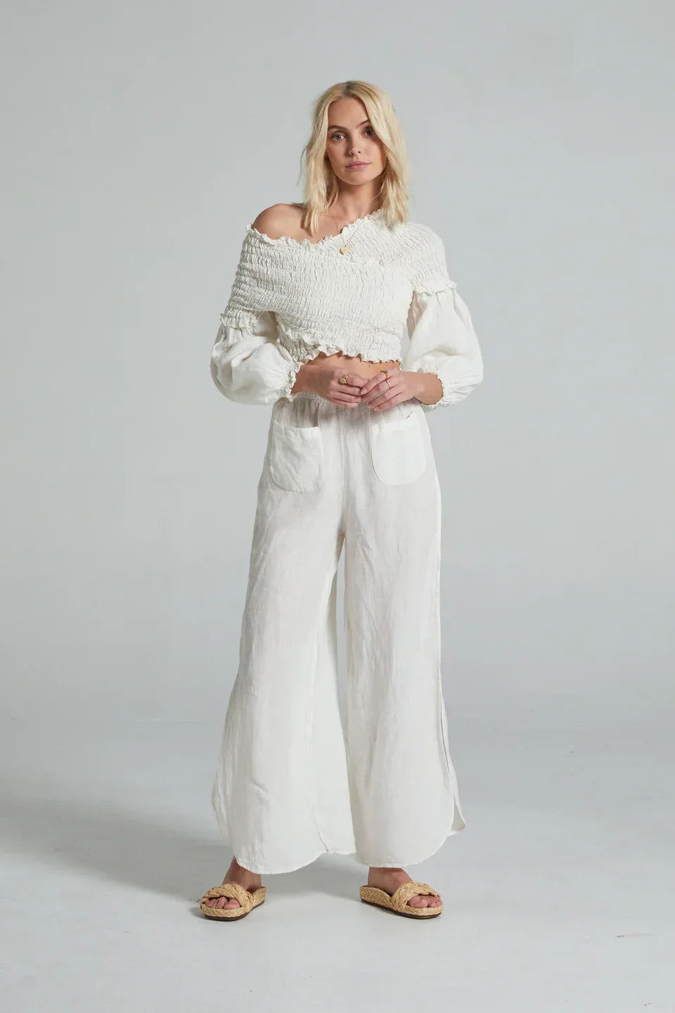 Estilo Emporio Gidget Top worn by model in natural setting LUXAMORE 