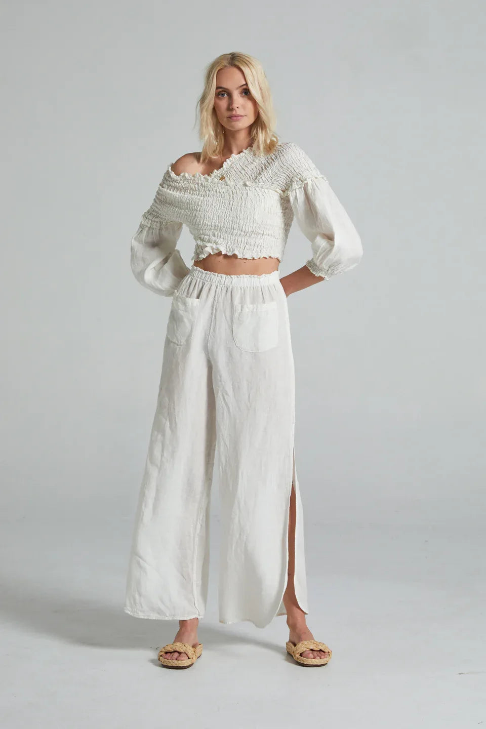 Estilo Emporio Gidget Top worn by model in natural setting LUXAMORE 